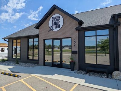 LLumar Vista V33 privacy window film on Madison Avenue Dance Studio's storefront in Brookings, SD