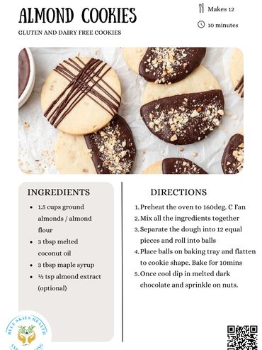 Almond cookie recipe card