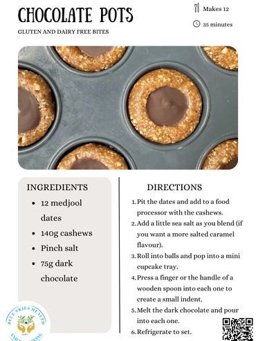 Chocolate pots recipe card