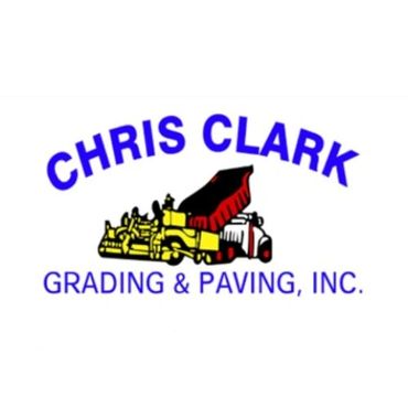 Logo of Chris Clark Grading &amp; Paving, Inc. with construction machinery.