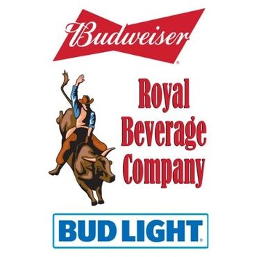 Logo featuring Budweiser, Bud Light, and a rodeo bull rider with Royal Beverage Company text.