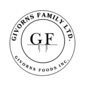 Black and white logo of Givorns Family Ltd. with initials GF.