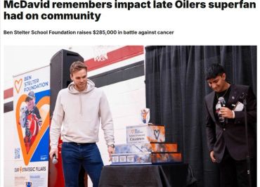 McDavid supports cancer fundraising in honor of late Oilers superfan.