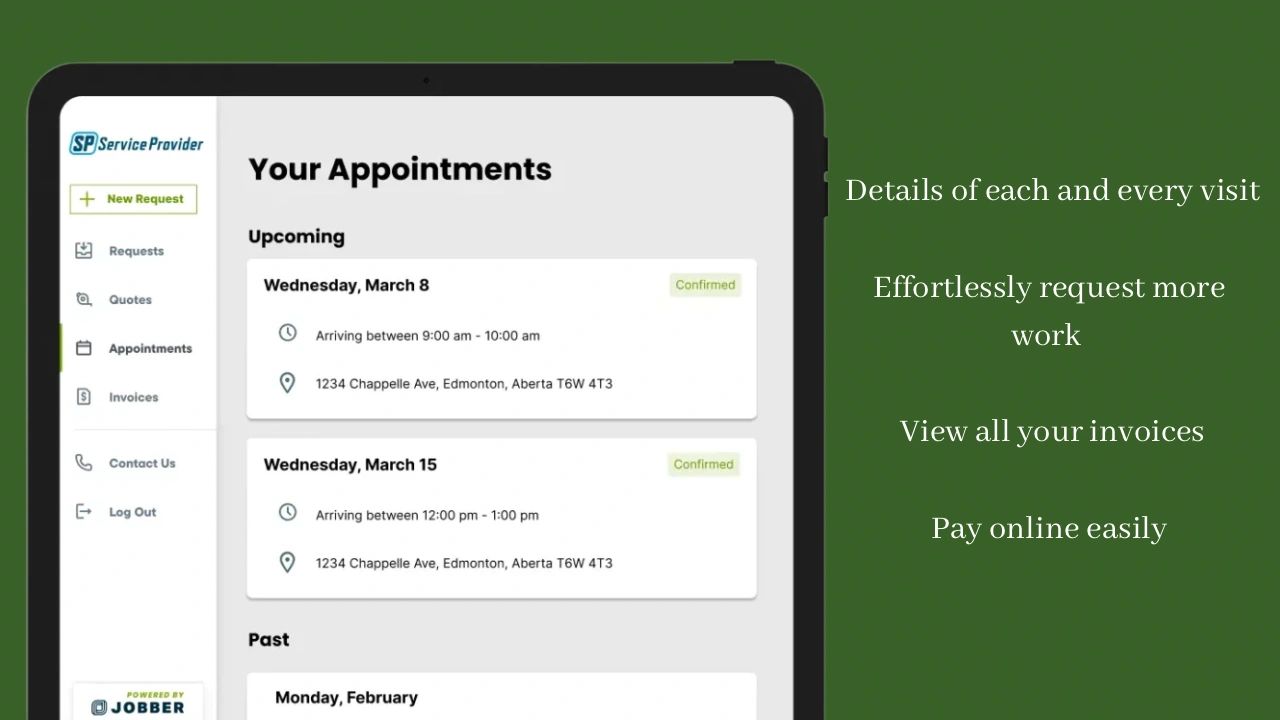 Client portal to make visits, paying and viewing invoices even easier.
