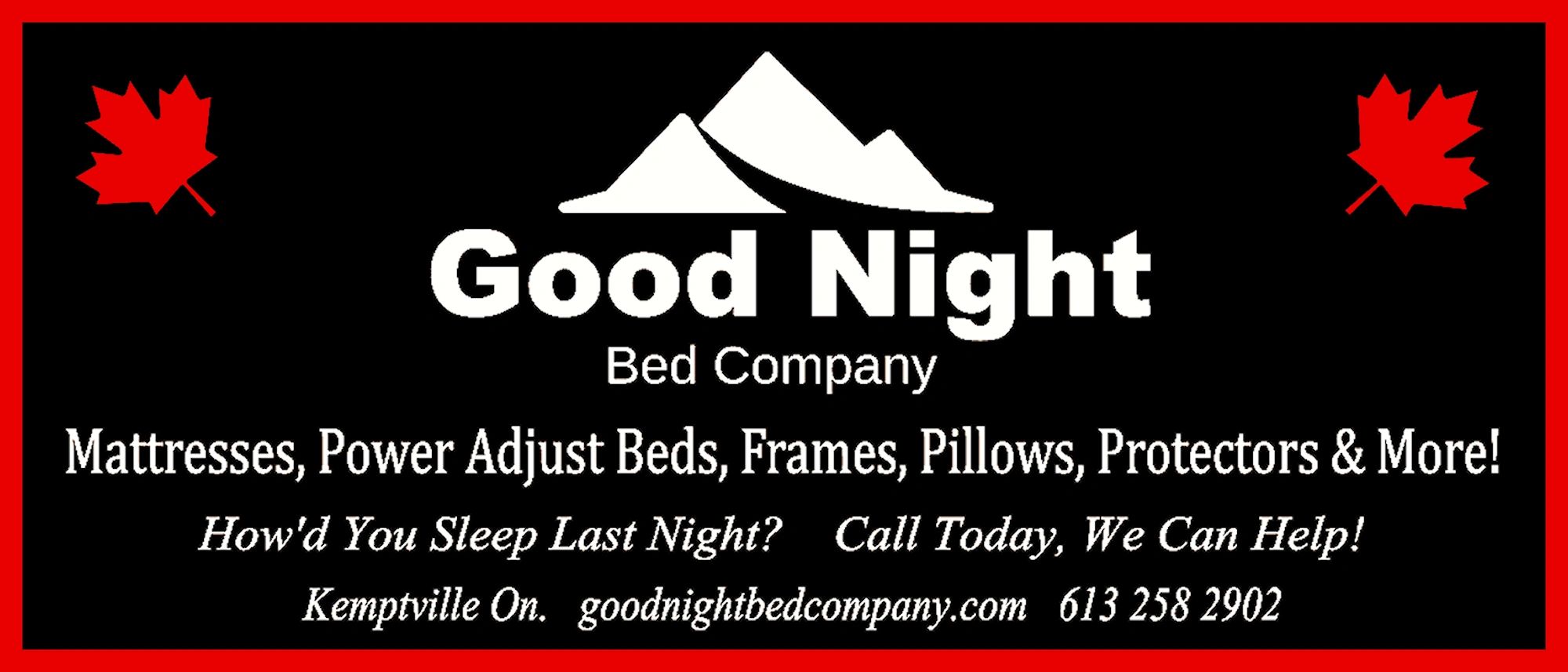 Good Night Bed Company offering mattresses and bedding products in Kemptville.