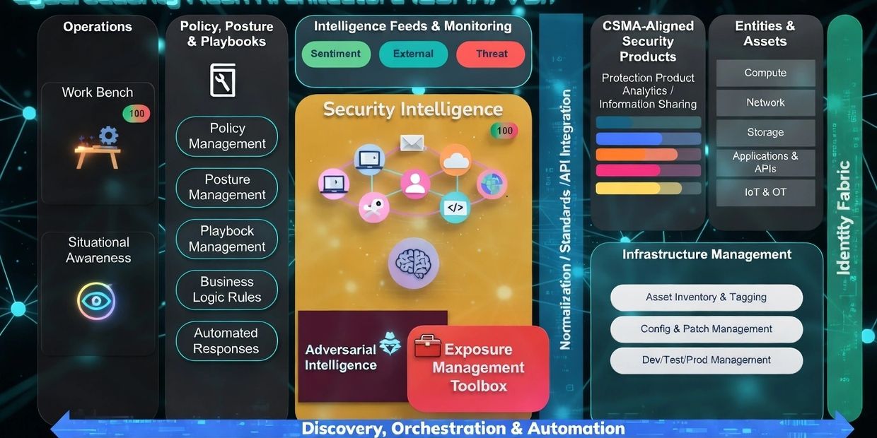 Diagram illustrating security intelligence integration with operations and infrastructure management.