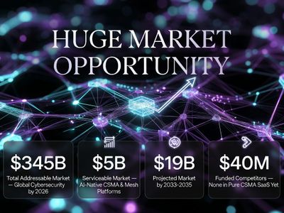 Infographic showing huge market opportunities in cybersecurity and AI-native platforms.