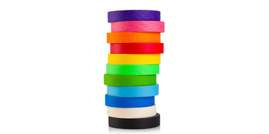 different colors of masking tape in a stack