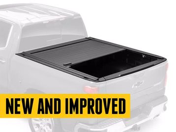 Pickup truck with a new, improved retractable bed cover.
