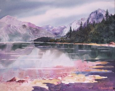 Glacier National Park art, watercolor painting, Chris Sommerfelt