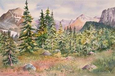 Glacier National Park art, watercolor, Chris Sommerfelt