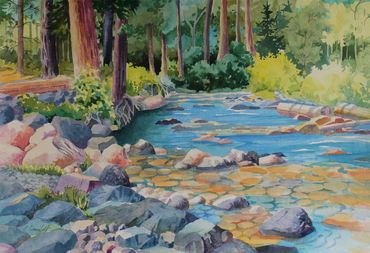 Montana art, Chris Sommerfelt, Rattlesnake Creek, rivers