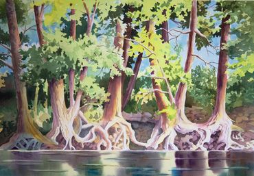 Montana art, Clark Fork River, watercolor, Chris Sommerfelt