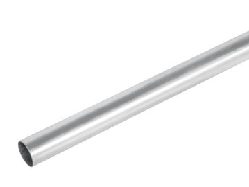 A single silver metallic tube against a white background.