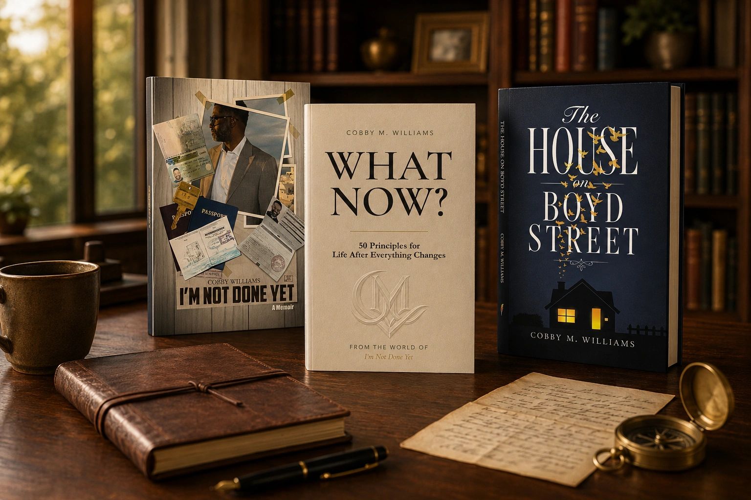 Books by Cobby M. Williams on resilience, leadership, faith, and family.