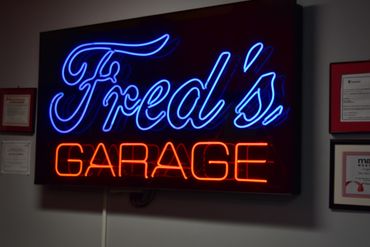 Fred's Garage LED sign