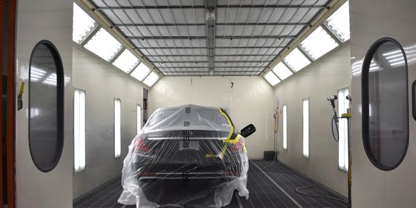 Car in paint booth