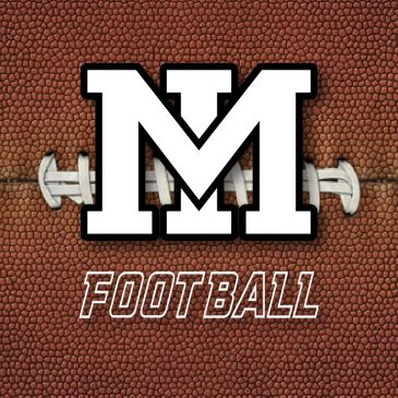 Logo with 'M' and football background.