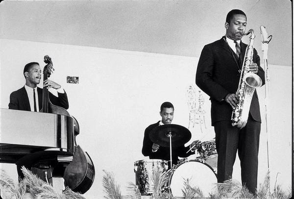 John Coltrane with Steve Davis and Billy Higgins at the Monterey Jazz Festival, 1960