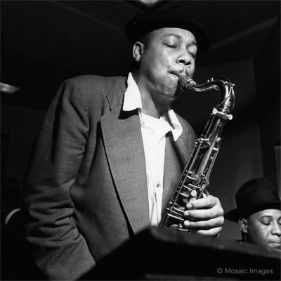 Lucky Thompson at Thelonious Monk's Blue Note session, Lou Donaldson at right, 1952; photo by Francis Wolff
