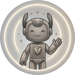 A friendly robot waving with a glowing circular background.