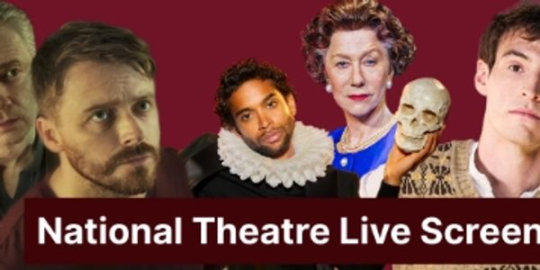Cast of National Theatre Live with dramatic expressions and costumes.