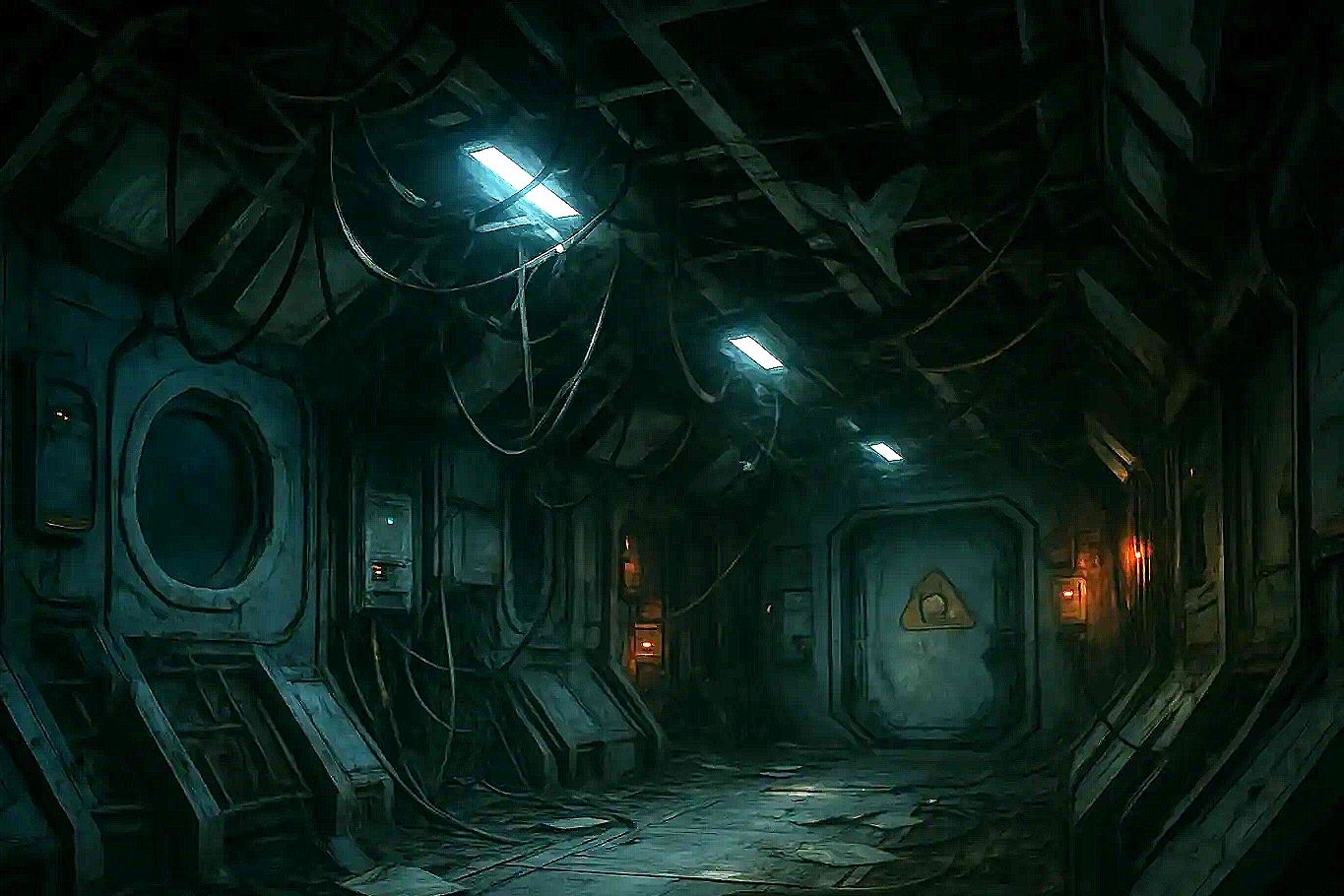 the inside of a broken down spaceship for a space themed escape room