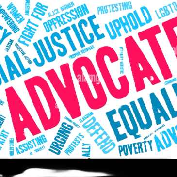 Word cloud with advocacy-related terms.