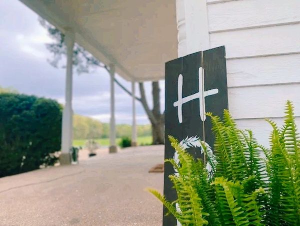 Rustic white farm house front porch