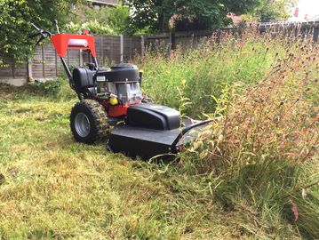 Powered Brash Cutter for Mulching Vegetation Down. Llandrindod Wells, Rhayader, Builth Wells