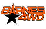Logo for Barnes 4WD featuring bold orange text and a star outline.