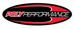 Poly Performance logo with dynamic red and black design.
