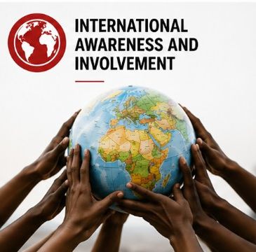 Hands holding a globe symbolizing international awareness.