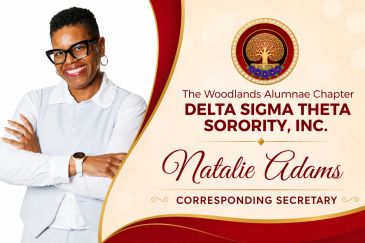 Professional announcement for Natalie Adams, Corresponding Secretary.