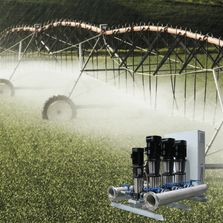 irrigator with pumping system in foreground