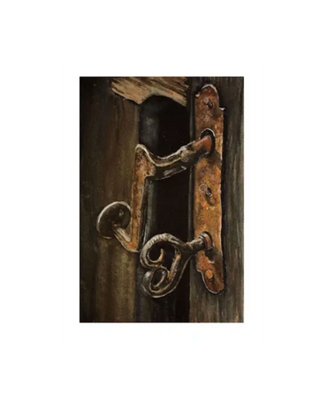 A rusted, antique door handle