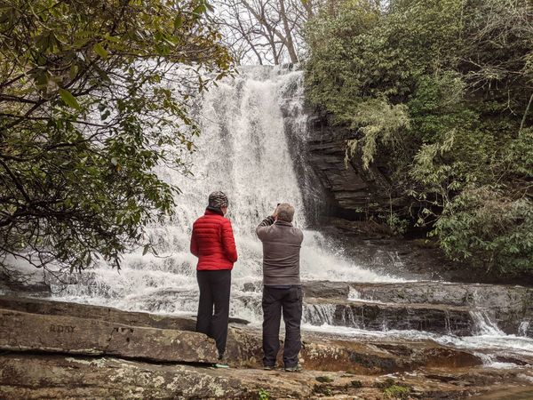 Setting up for the perfect picture with Asheville-Waterfall-Tours.com