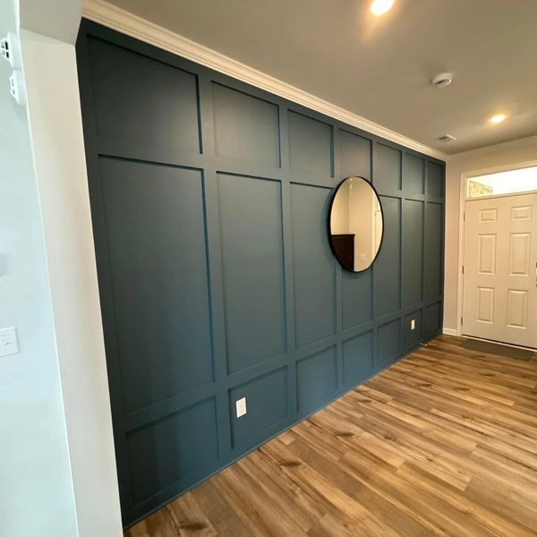 Elegant Blue Board and Batten Accent Wall – Custom Trim by NANDA Trim