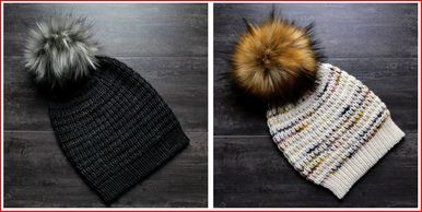 Brioche hats with a pom-pom
