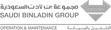 Logo of Saudi Binladin Group Operation & Maintenance with Arabic text.