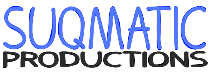 Logo displaying 'SUQMATIC PRODUCTIONS' with blue and black text.