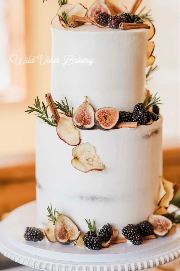 2 tier carrot cake and lemon poppyseed. With figs, berries, dried apples cinnamon and rosemary. 
