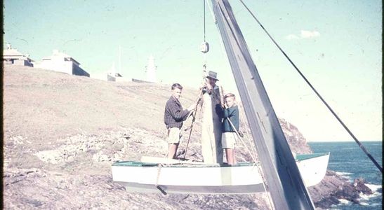 Gantry and boat at South Solitary Island. Photo from the Smith Family