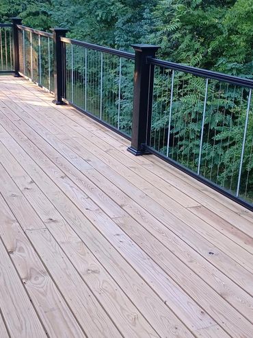 Deck with wire cable system