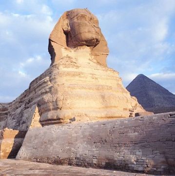 The Pyramids of Giza during sunset in Cairo, Egypt