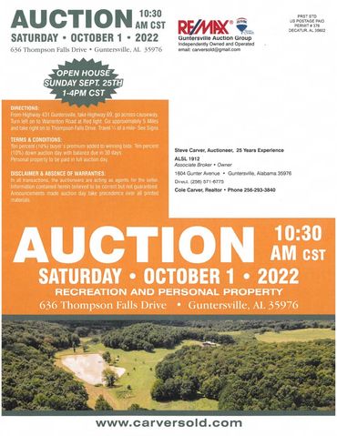 Ross Estate Auction - 636 Thompson Falls Drive, Guntersville, AL 35976