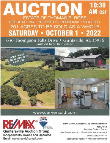 Ross Estate Auction - 636 Thompson Falls Drive, Guntersville, AL 35976