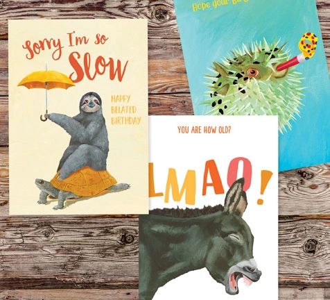 23rd Day cards - sloth, donkey, puffer fish