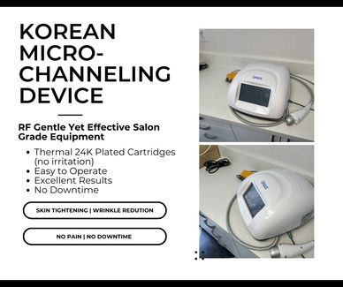 Advanced Korean RF microneedling device. Designed to stimulate collagen production, tighten skin, re