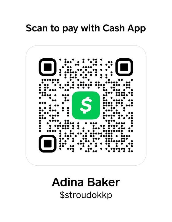 QR code for Cash App payment to Adina Baker.